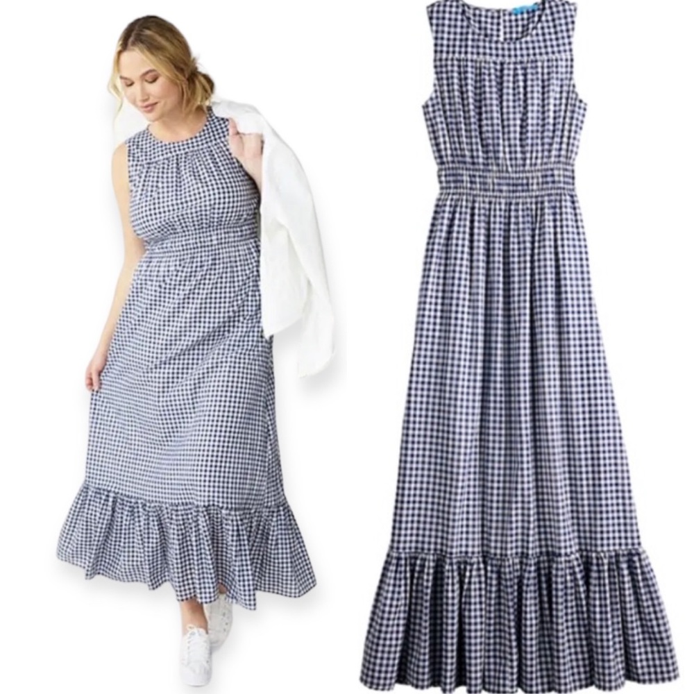Draper James Blue Gingham Maxi Dress